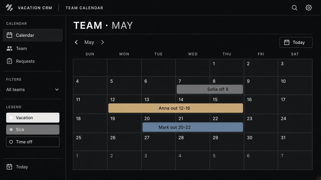 Team absence calendar